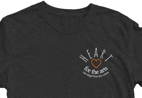 Gray T-Shirt with the words Heart for the Arts - Van Singel Sine Arts Center on it 